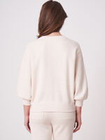 Pure cotton knit sweater with 3/4 puff sleeves image number 2