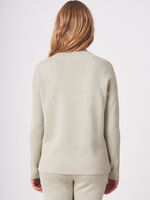 Cotton blend sweater with ribbed sleeves and pockets image number 1