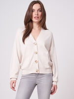 Cotton blend buttoned cardigan with pockets image number 0