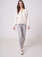 Cotton blend buttoned cardigan with pockets image number 3