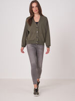 Cotton blend buttoned cardigan with pockets image number 3