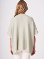 Cotton blend knit poncho with kangaroo pocket image number 1