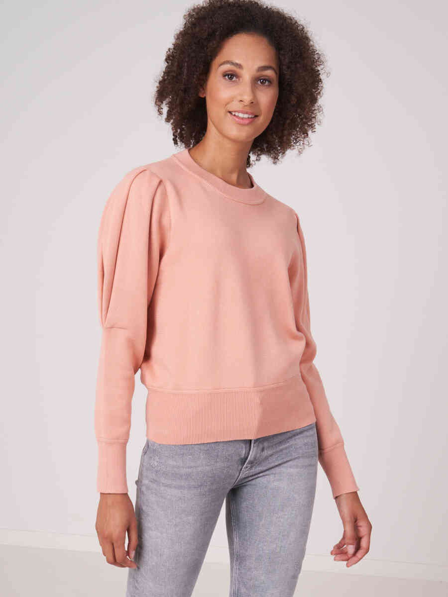 Pure cotton sweater with puff shoulders image number 1