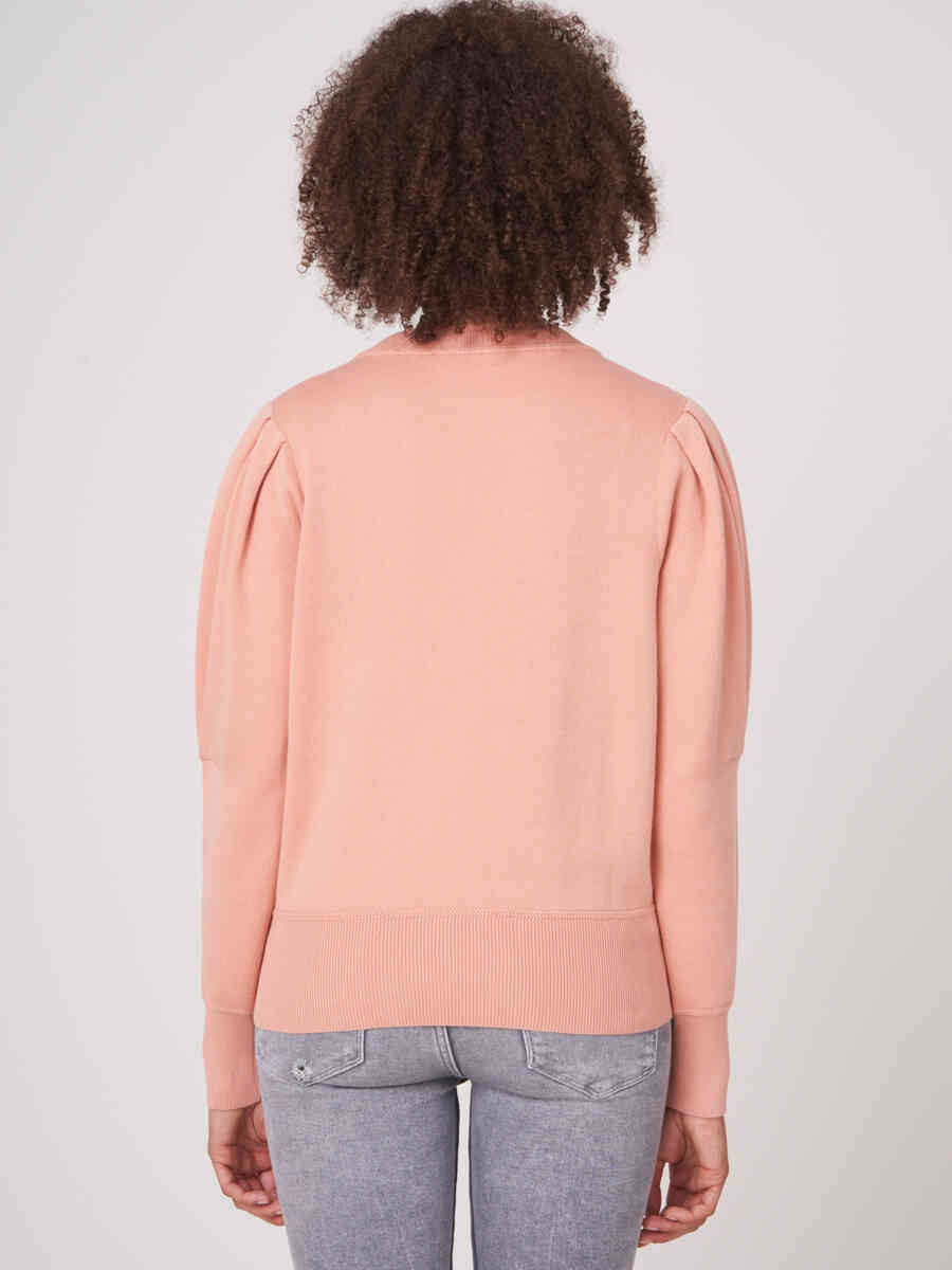 Pure cotton sweater with puff shoulders image number 2