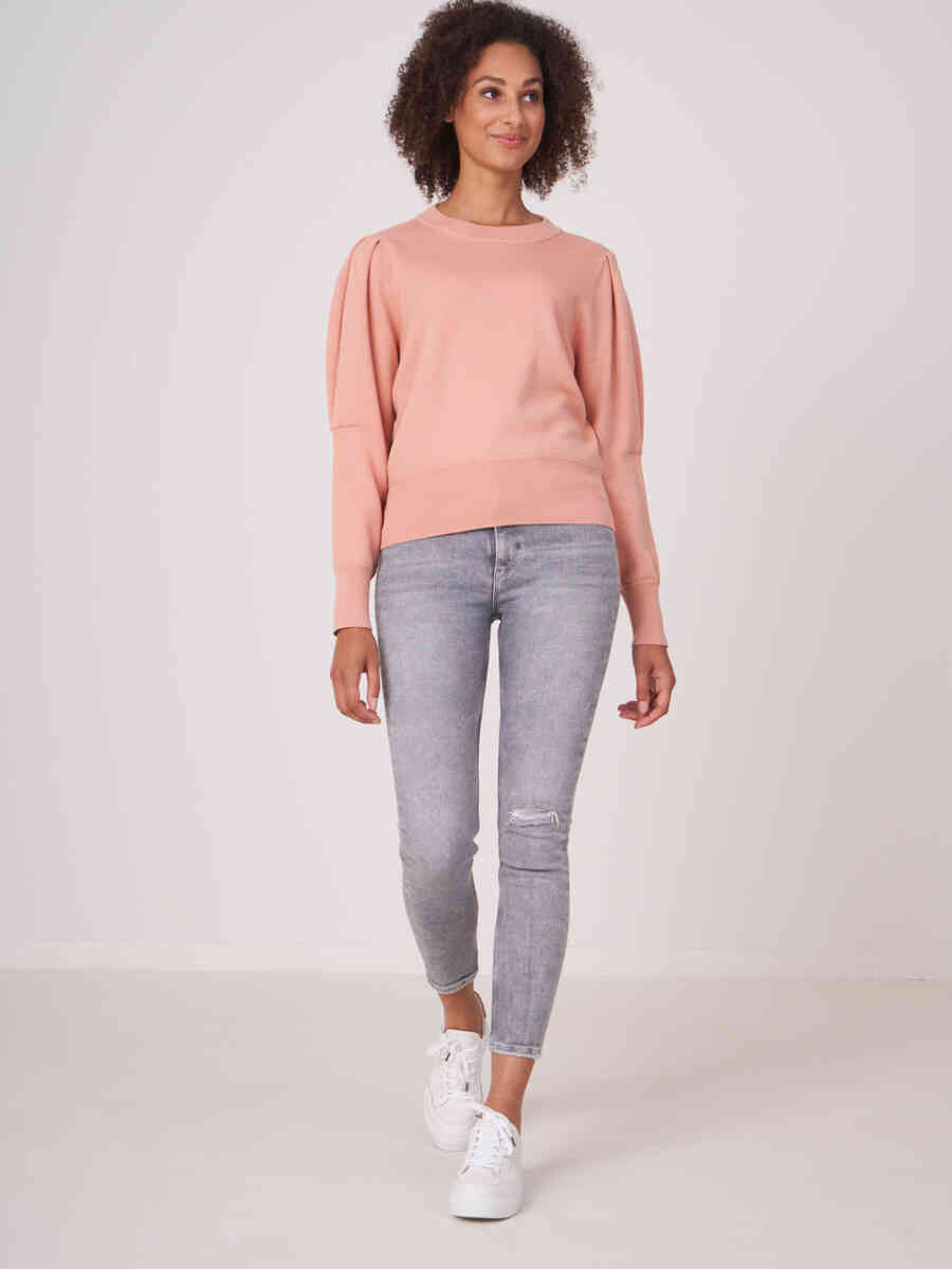 Pure cotton sweater with puff shoulders image number 4
