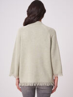 Cotton blend fringed cardigan with polo neck image number 1
