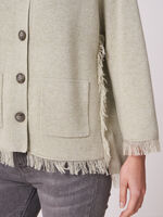 Cotton blend fringed cardigan with polo neck image number 2