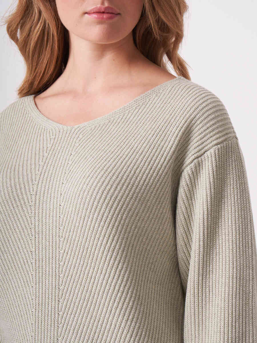 Pure cotton rib knit sweater image number 2