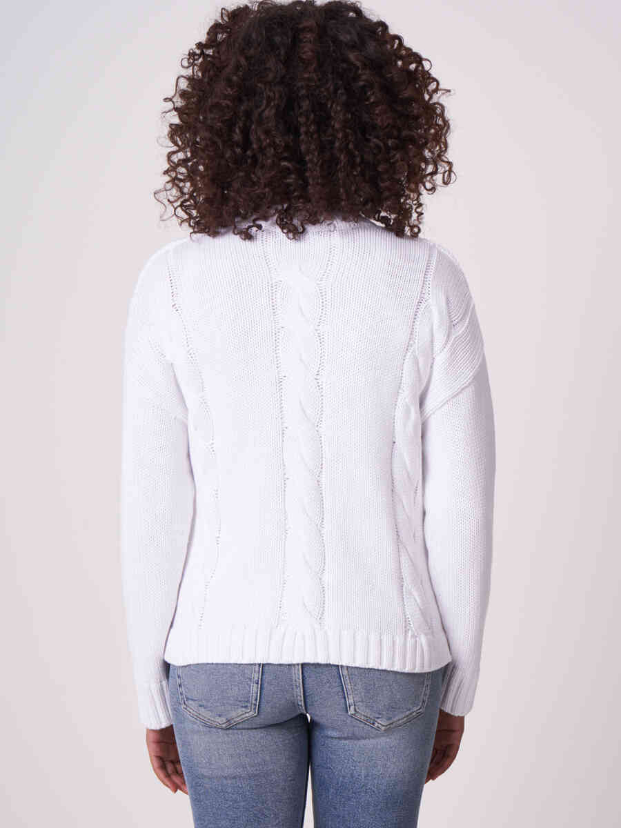 Pure cotton chunky cable knit cardigan image number 1