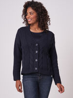 Pure cotton chunky cable knit cardigan image number 0