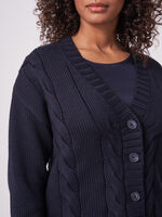 Pure cotton chunky cable knit cardigan image number 2