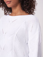 Cotton rib knit sweater with boat neckline image number 2