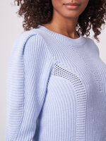 Rib knit sweater with puff shoulders image number 2