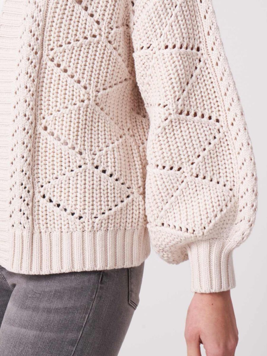 Pure cotton openwork knit cardigan  image number 0