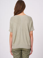 Cotton cashmere blend short sleeve poncho sweater image number 2