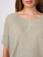 Cotton cashmere blend short sleeve poncho sweater image number 3