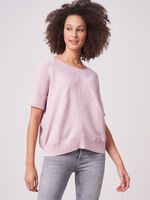 Cotton cashmere blend short sleeve poncho sweater image number 0