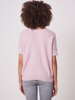 Cotton cashmere blend short sleeve poncho sweater image number 1