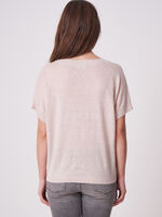 Pure linen poncho sweater with tie image number 1