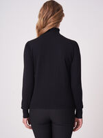 Cashmere blend sweater with ruffle stand-up collar image number 1
