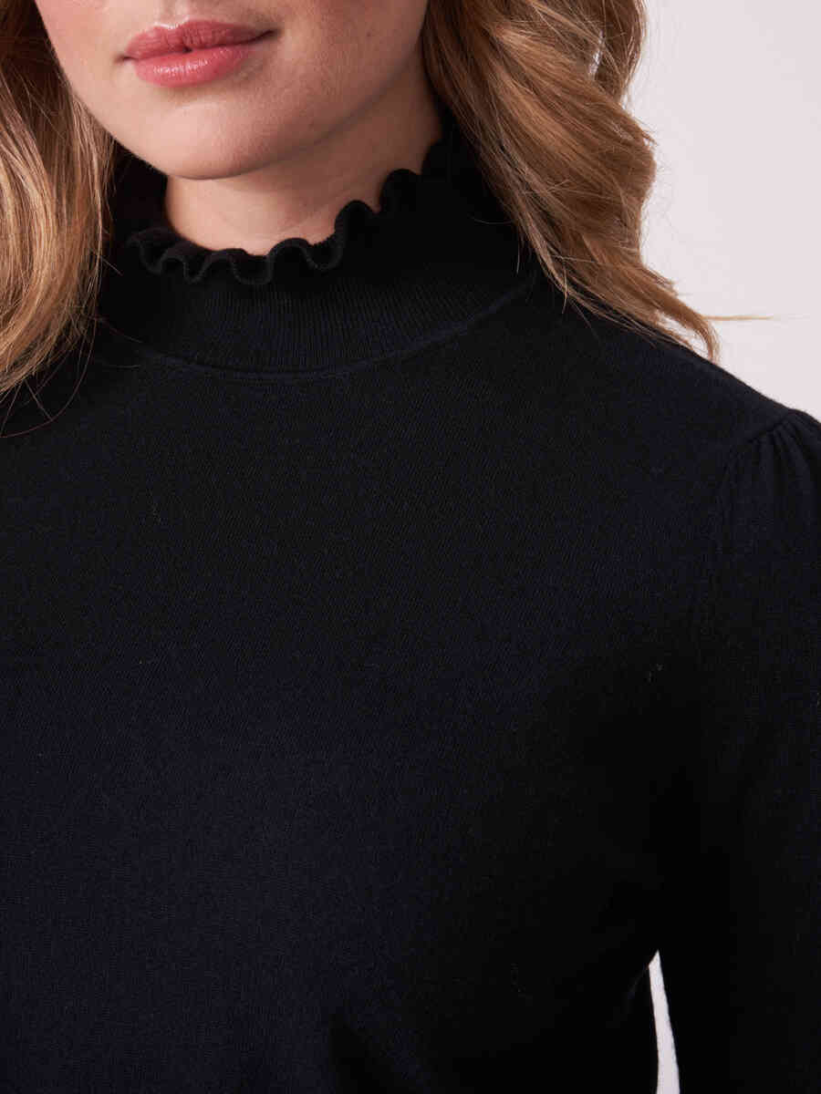 Cashmere blend sweater with ruffle stand-up collar image number 2