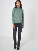 Cashmere blend sweater with ruffle stand-up collar image number 5