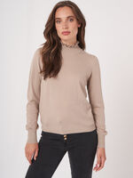 Cashmere blend sweater with ruffle stand-up collar image number 0