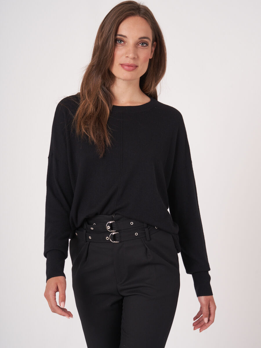 Oversized cashmere blend sweater with dividing seam image number 0
