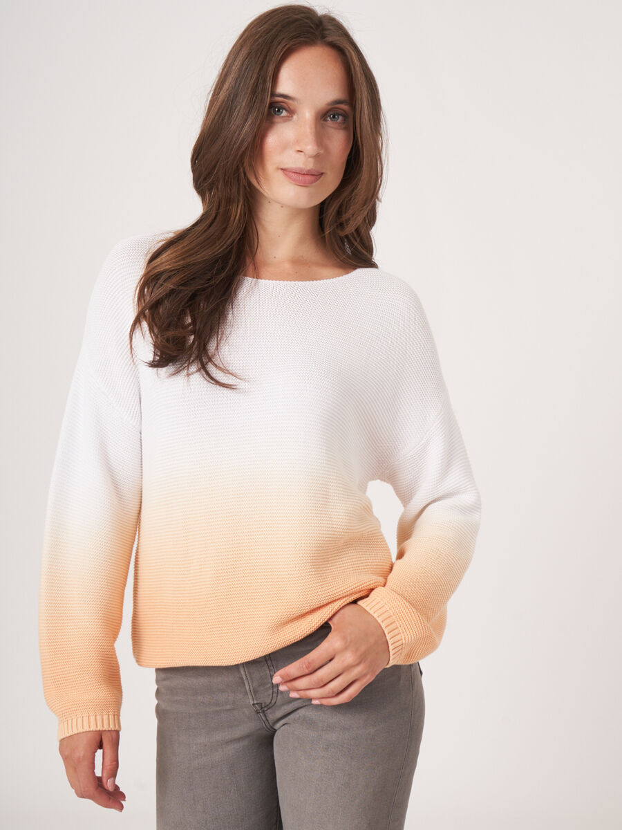 Pure cotton rib knit sweater with dip dye print image number 0