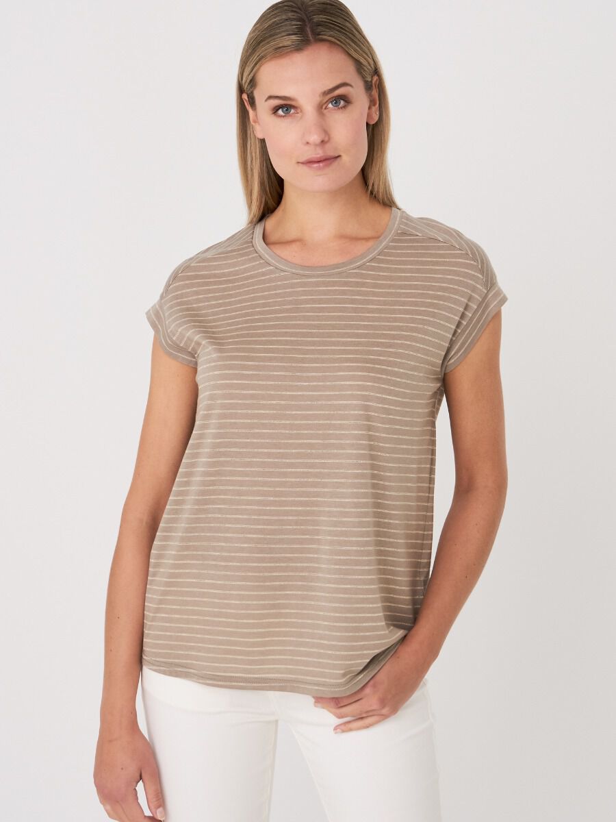 High quality lyocell-cotton blend top with glitter stripes image number 0