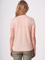 Striped Linen T-shirt with chest pocket image number 1
