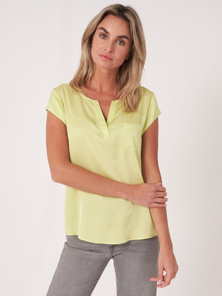 Silk top with breast pocket image number 0