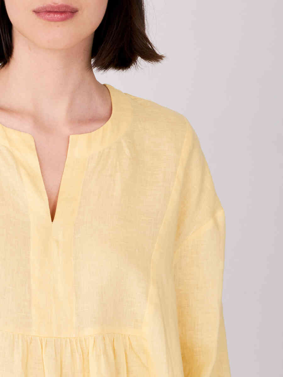 Linen blouse with slit neckline image number 2