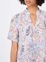 Short sleeve silk blouse with decorative print image number 2