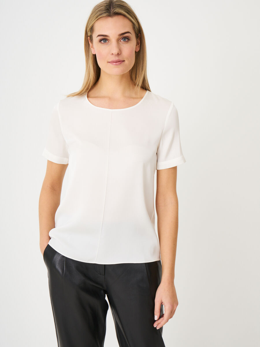 Flowy elastic silk top with string tie at back image number 0