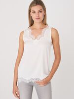 Top with lace details in elastic silk image number 0