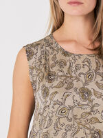 Stretch satin silk top with paisley leaves print image number 2