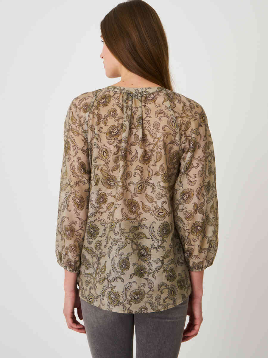 Blouse with 3/4 sleeves and paisley leaves print image number 1