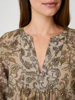 Blouse with 3/4 sleeves and paisley leaves print image number 2