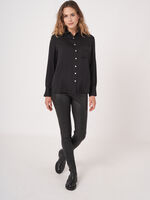 Silk shirt with chest pocket and side slits image number 4