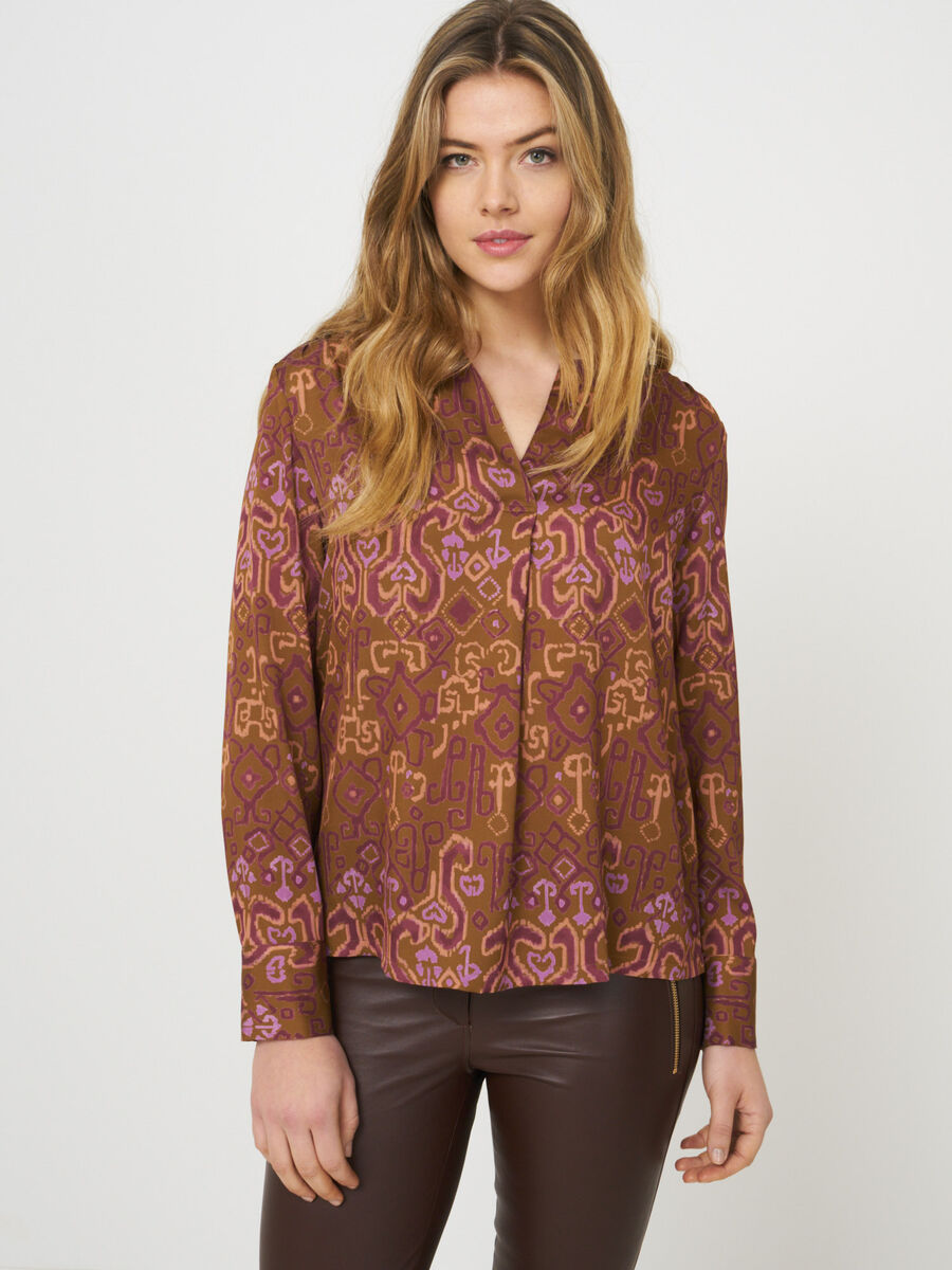 Silk blouse with Aztec print image number 0