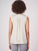 Silk top with rib knit trim image number 1