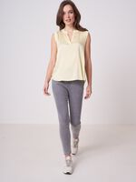 Silk top with rib knit trim image number 3