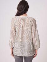 Chiffon silk blend blouse with wave print image number 1