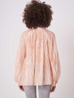 Lightweight silk blend printed blouse with puff sleeves image number 1