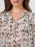 Silk puff sleeve blouse with herringbone print in watercolor image number 2