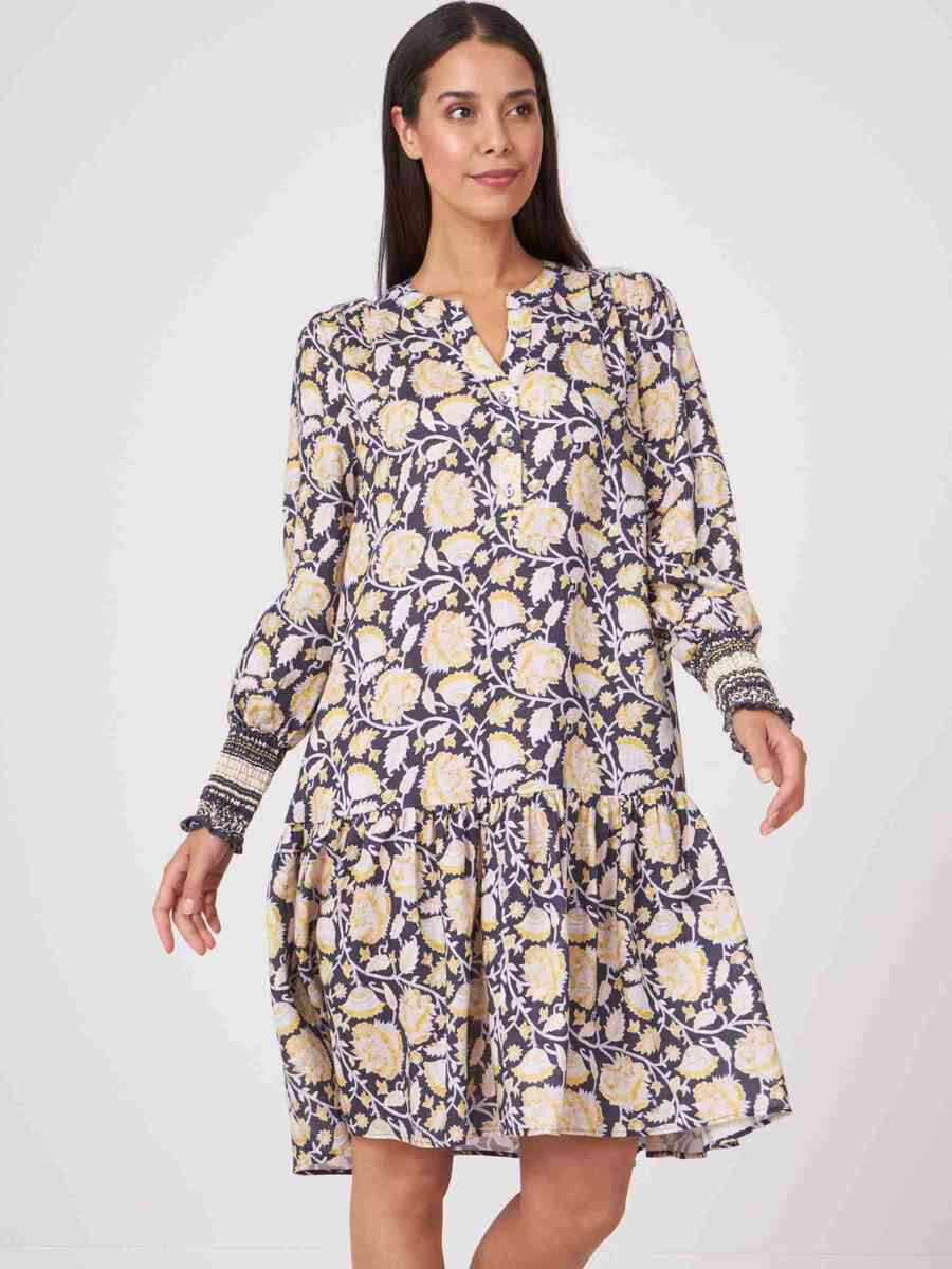 Cotton silk blend floral A-line dress image number 0