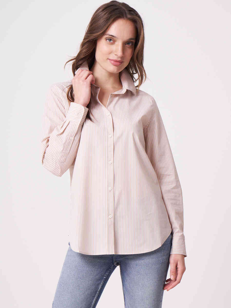 Fitted striped cotton blouse image number 0