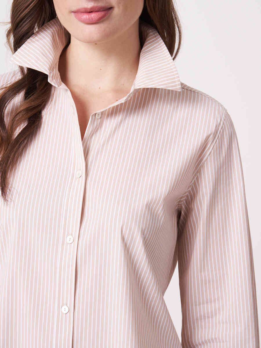 Fitted striped cotton blouse image number 2