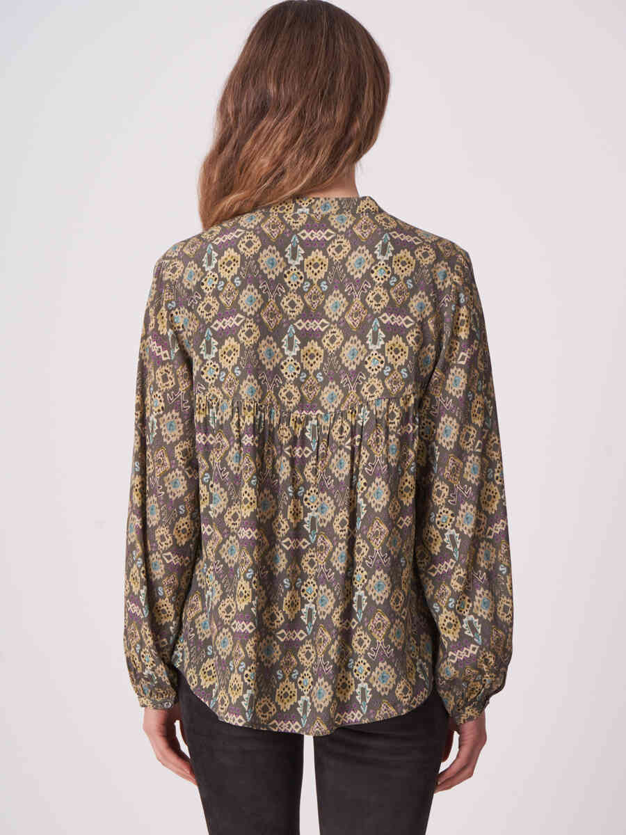 Loose-fit blouse with ikat print image number 1